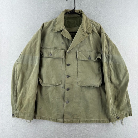 Other - 40s HBT Jacket Coat Mens Fits Medium 22x29" M-43 WWII Green 13 Star Buttons